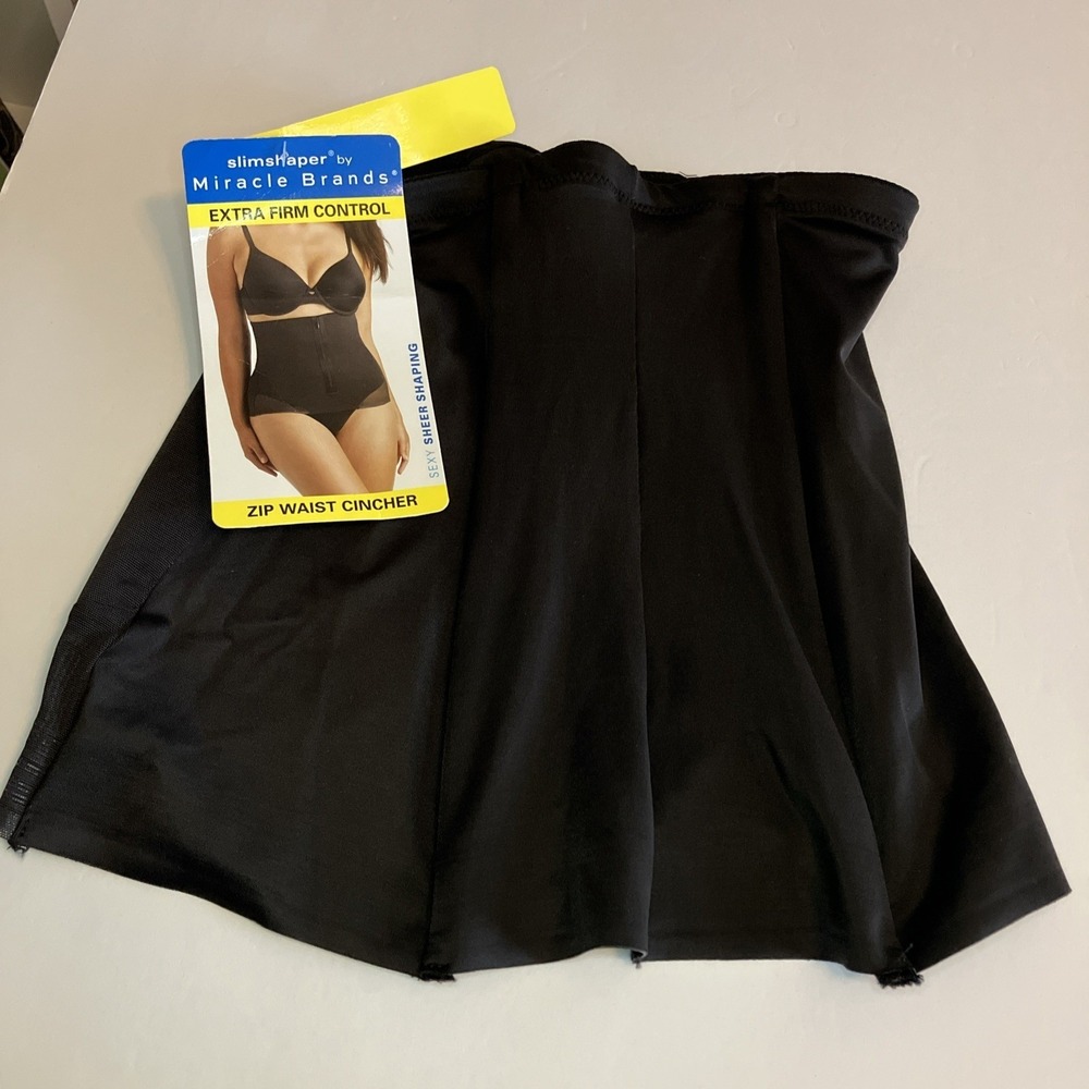 Slimshaper Miracle Brands Zip Waist Cincher Extra Firm Control Black Medium C601